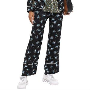 Sandro black floral satin drawstring lounge pants New with tags, euro 36 S,XS